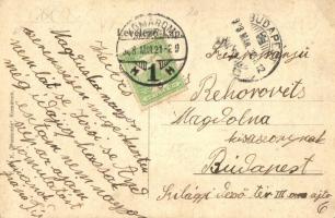 1908 Komárom, Komárnó; Kőszűz a várban, katona templom, Öreg és új várkapu. Lóherés montázslap kislá...