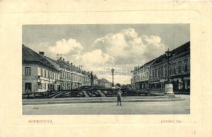 Kapronca, Kopreinitz, Koprivnica; Jelacicev rg / Jelasics tér, Breitner üzlete. W. L. Bp. 7191. / square, shops (kis szakadás / small tear)