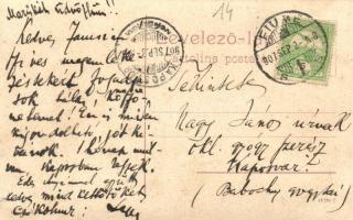 Fiume, Piazza Adamich / Adamich tér, Grand Hotel Europe szálloda és kávéház. W. L. 1209. / square, h...