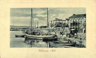 Crikvenica, Cirkvenica; Hafen / Kikötő. W. L. Bp. 3863. / Luka / port, molo, boats (kopott sarkak / worn corners)