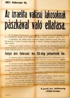 1917 Judaika témájú hirdetmény a pászkaellátás szabályairól 65x90cm