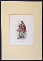 cca 1860-1870 Cour de Louis XI.,(in: Les Modes Parisiennes), színezett litográfia, papír, paszpartub...