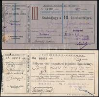 1912-1919 3 db vasúti szabadjegy, egy vasúti fényképes igazolvány / railway tickets and id