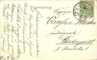 1907 Kolozsvár, Cluj; Magyar utca lovashintókkal / street view with chariots