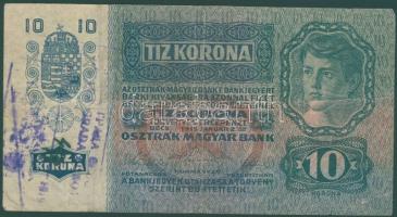 1915. 10K lila "Grada Subotice 1919" szerb ellenbélyegzővel T:III+