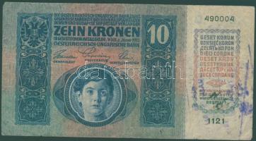 1915. 10K lila "Grada Subotice 1919" szerb ellenbélyegzővel T:III+