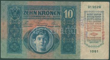 1915. 10K lila "Grada Subotice 1919" szerb ellenbélyegzővel T:III+