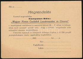 1932 Bp.VIII., Kempelen Béla magyar nemes családok leszármazásának és címereinek készítője használat...