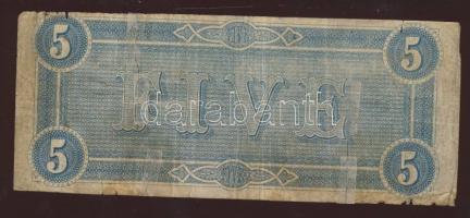 Amerikai Konfederált Államok/Richmond/Virginia VII.kiadás 1864. 5$ T:restaurált(IV)