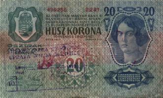 1913. 20K lila "...Uprava Grada Subotice" szerb ellenbélyegzéssel T:II-/III