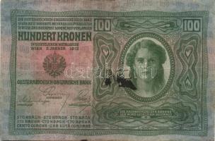 1912. 100K fekete román ellenbélyegzővel + ovál "Magyarország" felülbélyegzéssel, hamis?! ...