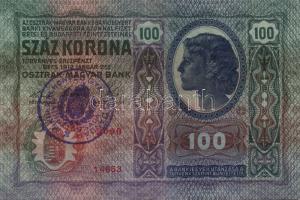 1912. 100K lila ... "Honvéd Gyalog Dandár" felülbélyegzéssel, hamis?! T:II+