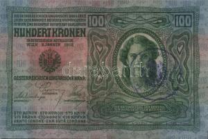 1912. 100K lila ... "Honvéd Gyalog Dandár" felülbélyegzéssel, hamis?! T:II+