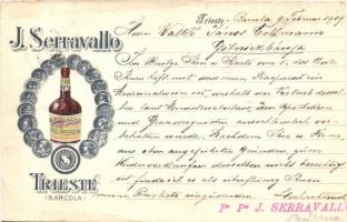 1909 J. Serravallo Farmacia Chinese wine advertisement art postcard. Trieste Barcola