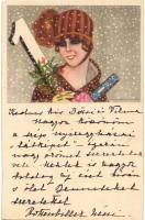 Italian New Year greeting art postcard. Anna & Gasparini 535-2. s: Nanni
