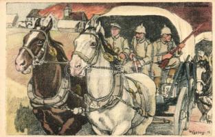 Trainkolonne. Leibnitz Keks / H. Bahlsens Keks-Fabrik military advertisement card from Hannover s: Walter Georgi