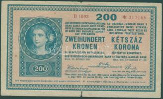 1918. 200K hullámos "B 1003" + "*" T:III/IV+ R!