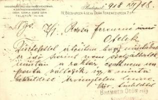 1918 Budapest V. Brammer Ödön különlegesség-tár magyar, angol és francia női divatkelmékben. Bécsi u...