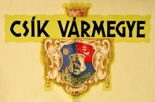 1943 Balogh Jenő: Csík vármegye, nagyméretű térkép, kiadja a Székelyföldi Tanítók Szakszervezete,  K...