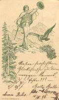 1898 Rózsahegy, Ruzomberok (Liptó); felvidéki favágó legény. Galva Károly kiadása / Hungarian wood cutter folklore. Art postcard (EK)