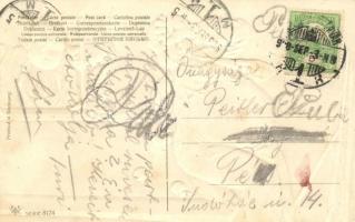 1908 Humoros biliárd művészlap / Humorous billiard art postcard. PFB Serie 8174. Emb. litho