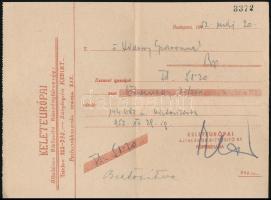 1951 Bp., Keleteurópai Általános Biztosító Részvénytársaság tűzbiztosítási kötvénye, tűzbiztosítási ...