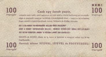 1944. 100P "V.H" bankjegyhez hasonló antikommunista propaganda röpcédula R! T:restaurált