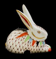 Hollóházi porcelán kézzel festett nyuszi figura. Jelzett hibátlan. / hand painted. 8 cm