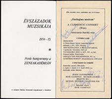 1974 Kincses Veronika, Petrovics Emil zeneszerző, Sass Sylvia, stb. aláírásai műsorfüzetben