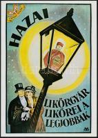 1979 Bp., Gönczi-Gebhardt Tibor (1902 - 1994): Hazai Likőrgyár plakát reprintje, kiadja a Globus Nyomda, 33x24 cm