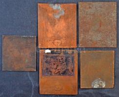 1914-1927 Okirati és törvénykezési illetékbélyeg nyomólemezek 4 db középrész + 1 db keret