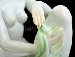 Herendi térdelő akt, kézzel festett, jelzett (Lux Elek), hibátlan, Tertia, m:37 cm