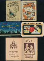 1949-1958 3 db fém kártyanaptár + 2 db papír