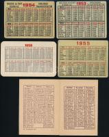 1949-1958 3 db fém kártyanaptár + 2 db papír