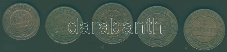 Oroszország 1903-1916. 1k (2x), 2k (3x) mind klf évszámmal T:2,3