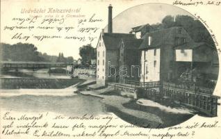 1903 Kolozsvár, Cluj; Szamos esése, gőzmalom / Somes dam with steam mill