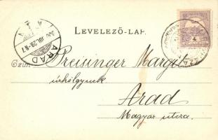 1900 Menyháza, Moneasa; Csónakázó-tó, kisvasút gőzmozdonya a háttérben / lake with locomotive of the...