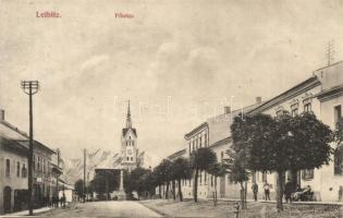 Leibic, Leibitz, Lubica; Fő utca, templom, üzletek. Divald Károly fia / main street with church and shops