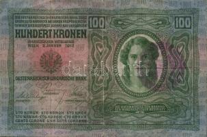 1904. 10K +1912. 100K román ellenbélyegzővel T:III,III+ +1912 100K piros "Magyarország" kö...