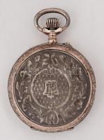 Ezüst(Ag) dupla fedeles női zsebóra, jelzett, működik, d:  3 cm, bruttó: 26,5 g