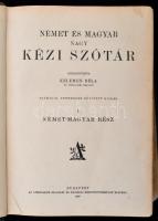 Kelemen Béla: Német-magyar, és magyar-német kézi szótár I-II. rész. Bp., 1929, Athenaeum. Kiadói ara...