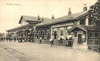 Nagyszombat, Tyrnau, Trnava; Vasútállomás. Adolf Horovitz kiadása / railway station / Bahnhof (EK)