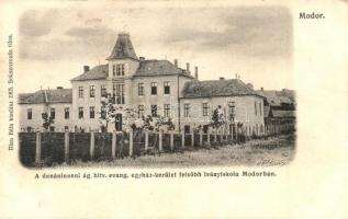 Modor, Modra; A dunáninneni evangélikus egyházkerület felsőbb leányiskolája. Blau Béla kiadása / Lutheran Diocese girls school