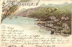1892 (Vorläufer!!!) Abbazia, Opatija; Gruss aus... Floral litho