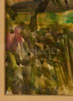 Szilvásy Nándor (1927-2011): Kertrészlet. Akvarell, papír, jelzett, üvegezett keretben, 29×39 cm