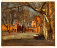 Lossonczy Tamás (1904-2009): Kilátás a térre. Olaj, vászon, jelzett, 50×60 cm