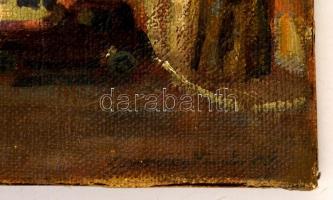 Lossonczy Tamás (1904-2009): Kilátás a térre. Olaj, vászon, jelzett,  50×60 cm