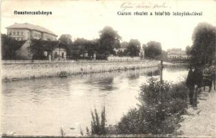 Besztercebánya, Banská Bystrica; Garam folyó, Felsőbb leányiskola / Hron riverside, girls school (EK)