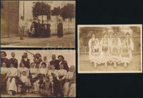 cca 1910 Vidéki életképek, baráti társaságok, stb., 5 db fotó és fotólap, 9x12 és 8,5x14 cm
