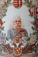 1898 Emaillir Werke, Ferencz József emlék zománc pohár, jelzett, javított, kopott, m:10 cm